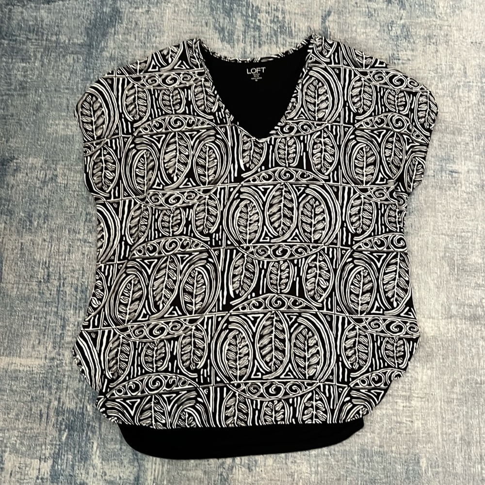 Loft outlet petite small blouse, black and white